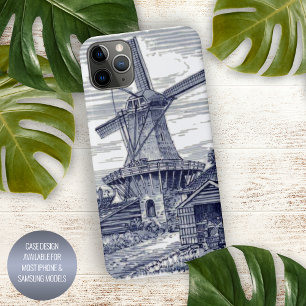 Capa Para iPhone Azul-escuro Antique Delft Azul, Moinho de vento Ho