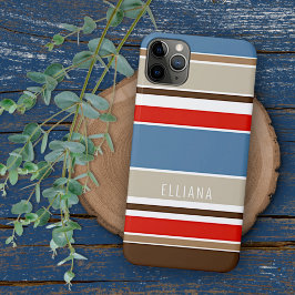 Capa Para iPhone Azul-náutico bege castanho-escuro Escuro-Vermelho,