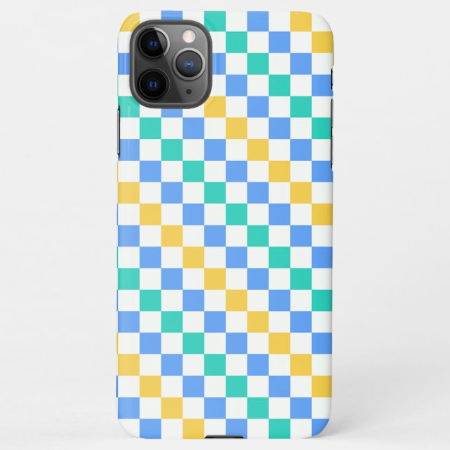 Capa Para iPhone Beach day diagonal checkerboard pattern (Verso)