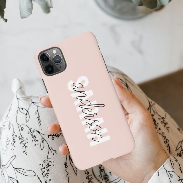 Capa Para iPhone Beleza Rosa Moderna Pastel Personalizada Seu Nome (Criador carregado)
