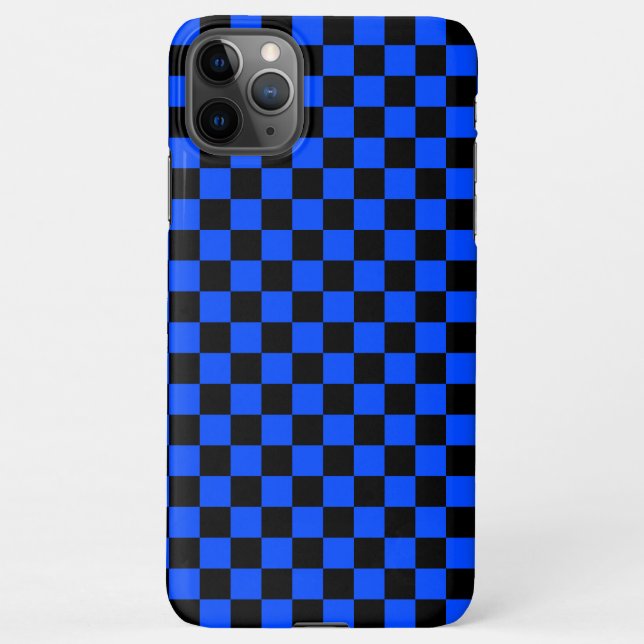 Capa Para iPhone Blue and black checkerboard pattern (Verso)