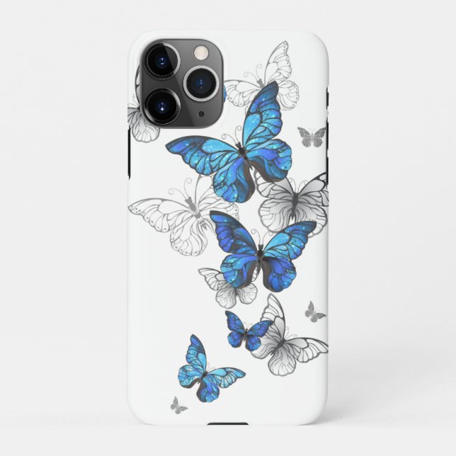 Capa Para iPhone Borboletas Azuis Morpho (Verso)