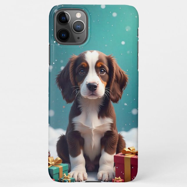 Capa Para iPhone Cãozinho castanho e branco adorável (Verso)