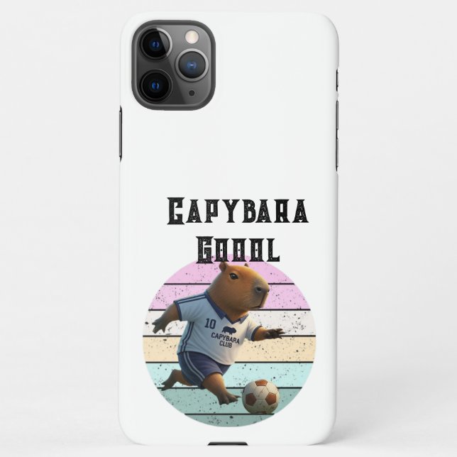 Capa Para iPhone Capybara rainbow case phone through play football  (Verso)