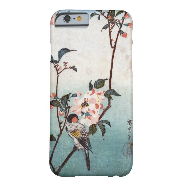 Capa Para iPhone, Case-Mate 八重桜に鳥, flor de cerejeira do 広重 & pássaro, (Verso)