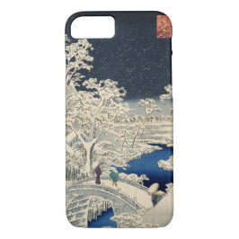 Capa Para iPhone Da Case-Mate 雪の太鼓橋, ponte nevado do cilindro do 広重, Hiroshige,