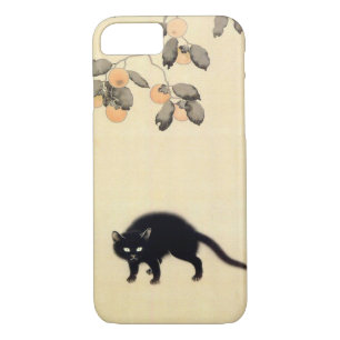 Capa iPhone 8/ 7 黒猫, gato preto do 春草 (detalhe), Shunsō, arte