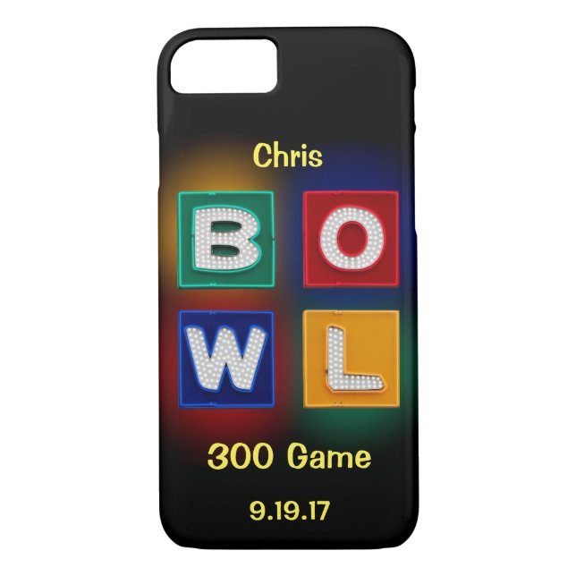 Capa Para iPhone, Case-Mate 300 Jogo, gráfico neon B W L com nome (Verso)