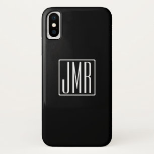 Capa Para iPhone Da Case-Mate 3 iniciais Monograma Preto e Branco (ou cor diy)
