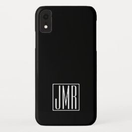 Capa Para iPhone Da Case-Mate 3 Iniciais Monograma | Preto e branco (ou cor suja