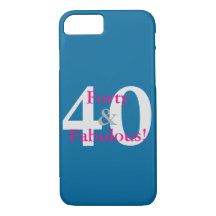 40 e fabuloso! Azul e rosa quente personalizados d