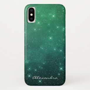 Capa Para iPhone Da Case-Mate A faísca verde de Ombre do monograma Stars o céu