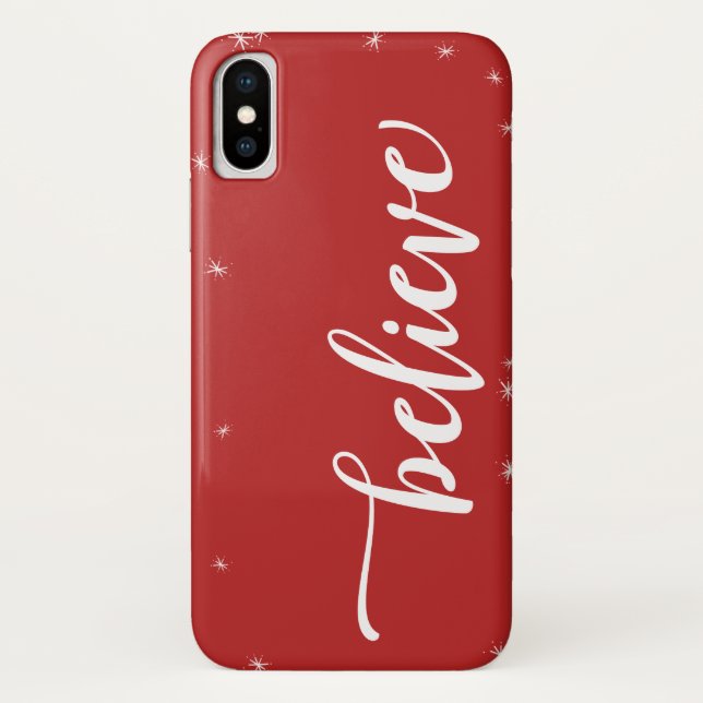 Capa Para iPhone, Case-Mate A faísca vermelha & branca acredita o feriado (Verso)