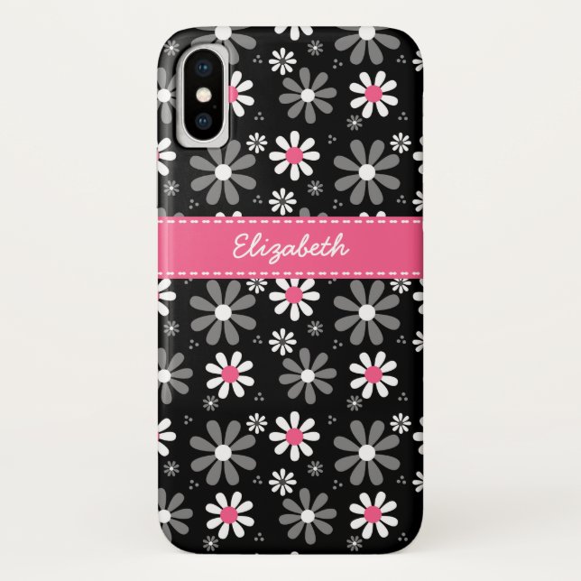 Capa Para iPhone, Case-Mate A garota rosa e preta fica com o nome (Verso)