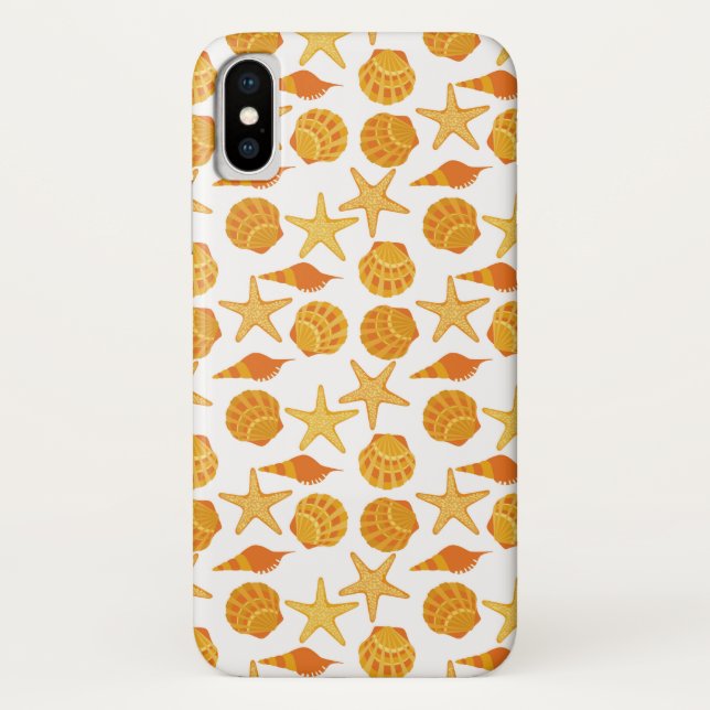 Capa Para iPhone, Case-Mate A praia alaranjada Shell modela (Verso)