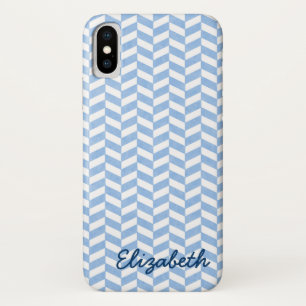 Capa Para iPhone Da Case-Mate A praia branca azul de Herringbone colore o