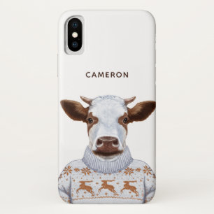 Capa Para iPhone Da Case-Mate A vaca da camisola do Natal   adiciona seu nome