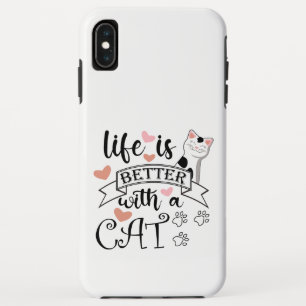 Capa Para iPhone Da Case-Mate A vida é melhor com um slogan de citação do Cat
