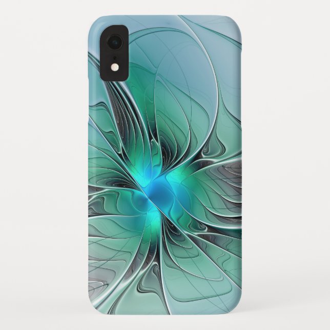 Capa Para iPhone, Case-Mate Abstrato com Arte Fractal Azul, Moderna (Verso)