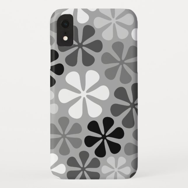 Capa Para iPhone, Case-Mate Abstrato Flores Cinzas Pretas (Verso)