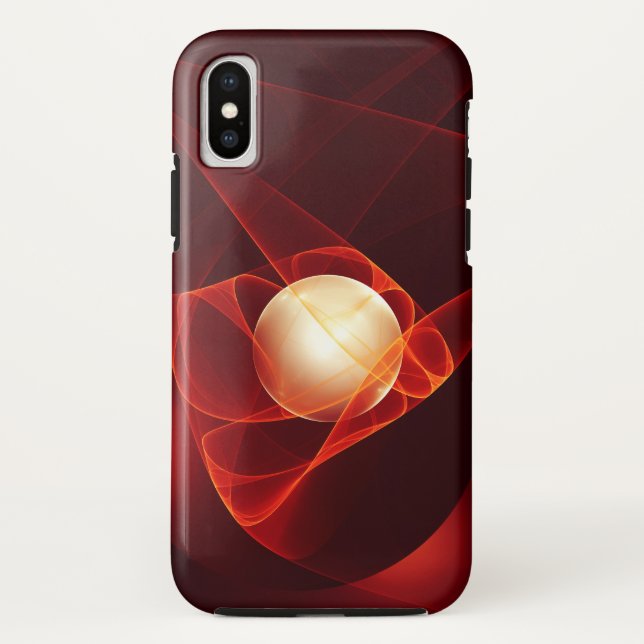 Capa Para iPhone, Case-Mate Abstrato Modern Red Cream Fantasy Arte Fractal (Verso)