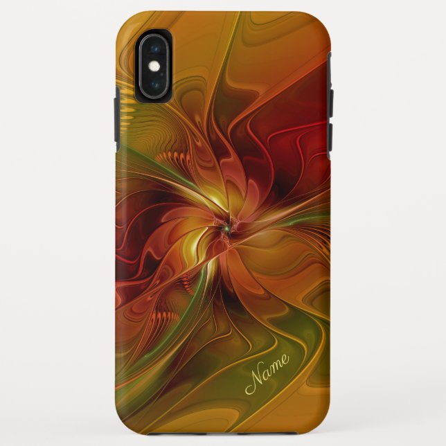 Capa Para iPhone, Case-Mate Abstrato Red Orange Brown Fractal Art Name (Verso)