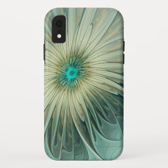 Capa Para iPhone, Case-Mate Abstrato Sage Green Fantasy Flor Arte Fractal (Verso)