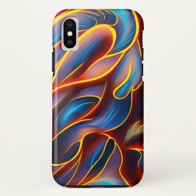 Capa Para iPhone, Case-Mate Abstrato Swirl Blue Red Flames (Verso)