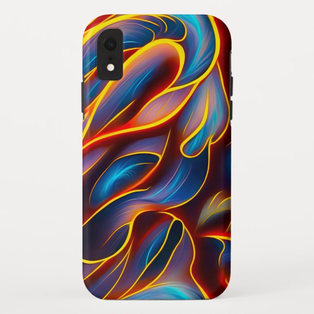 Capa Para iPhone, Case-Mate Abstrato Swirl Blue Red Flames (Verso)