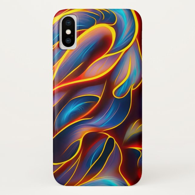 Capa Para iPhone, Case-Mate Abstrato Swirl Blue Red Flames (Verso)