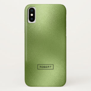 Capa Para iPhone X Abstrato Verde brilhante Monograma de Fundo Modern
