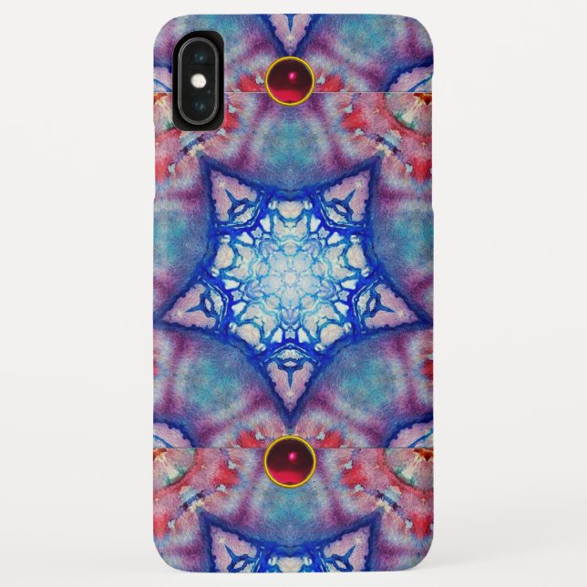 CAPA PARA iPhone, Case-Mate  ABSTRATO VERMELHO PINK AZUL ESTRELAS COM GEMSTONAS (Verso)