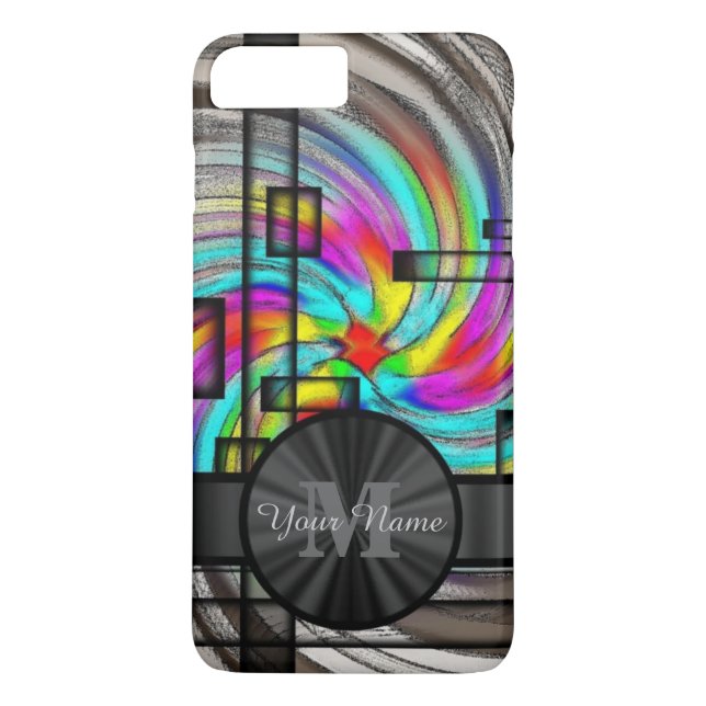 Capa Para iPhone, Case-Mate Abstrato, vidro colorido e monograma (Verso)