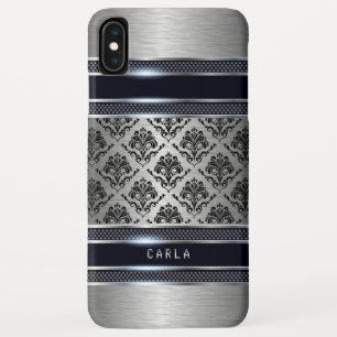 Capa Para iPhone Da Case-Mate Acentos de Damascos Pretos de cinza Leve Metálica