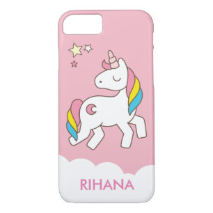 Capa iPhone 8/ 7 Adicionar seu nome Cute Magical Unicorn Personaliz