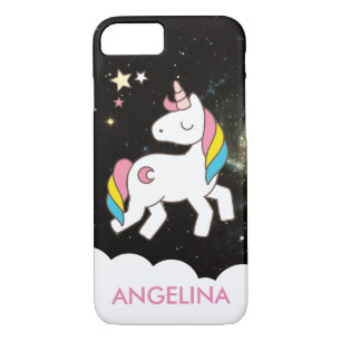 Capa iPhone 8/ 7 Adicionar seu nome Cute Magical Unicorn Personaliz