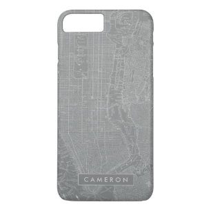 Capa iPhone 8 Plus/7 Plus Adicionar Seu Nome  Esquema do mapa de Nova Iorque