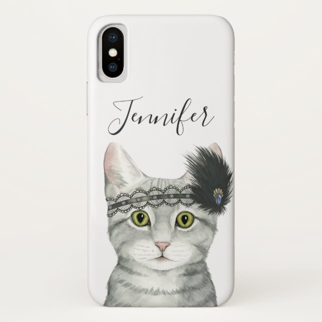 Capa Para iPhone, Case-Mate Adicione seu nome | Downton Cat (Verso)