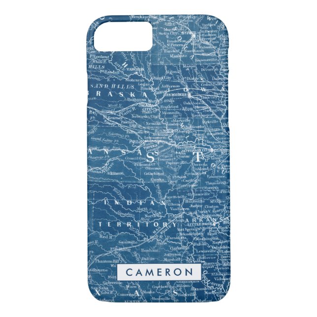 Capa Para iPhone, Case-Mate Adicione seu nome | US Map Blueprint (Verso)