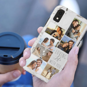 Capa Para iPhone Da Case-Mate Adorando a vida com a sua Cinza Marble 7 Foto Cola