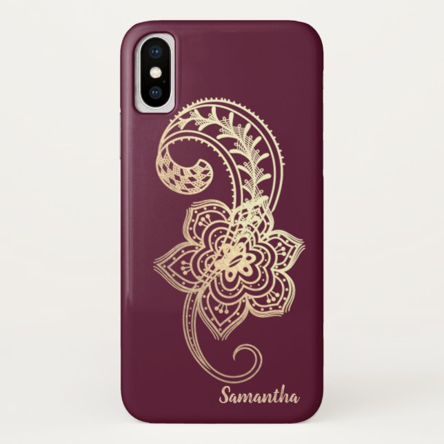 Capa Para iPhone, Case-Mate Adorável Paisley Dourado Chic - Personalizado (Verso)