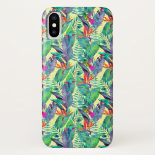 Capa Para iPhone X Aguarela Humminbirds na selva
