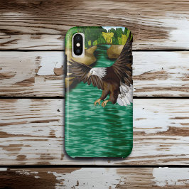 Capa Para iPhone Da Case-Mate Águia Balda Voando sobre Rio e Montanhas