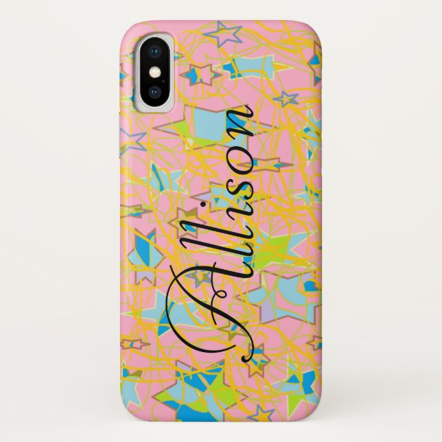 Capa Para iPhone, Case-Mate Allison do preto órfão, w/stars abstrato, callig (Verso)