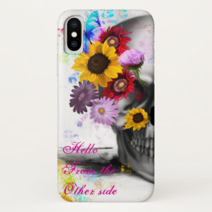 Capa Para iPhone Da Case-Mate Alô do outro lado do crânio floral de borboletas