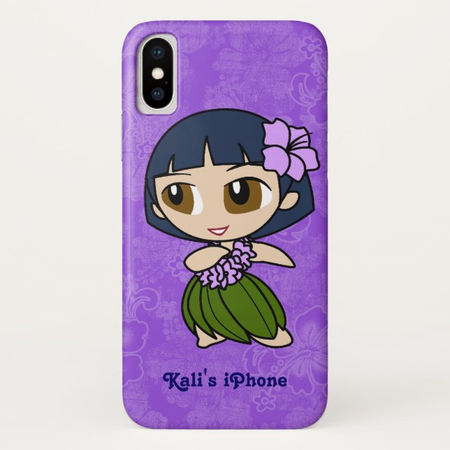 Capa Para iPhone, Case-Mate Aloha Honequis Roxo Hula Girl Hawaiian Hibiscus (Verso)