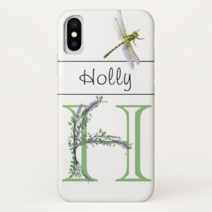 Capa Para iPhone Da Case-Mate Alphabet letter H Lavanda Eucalyptus Dragonfly