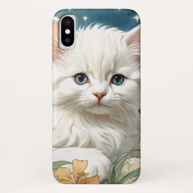 Capa Para iPhone, Case-Mate Alphonse Mucha Art Nouveau Kitten (Verso)