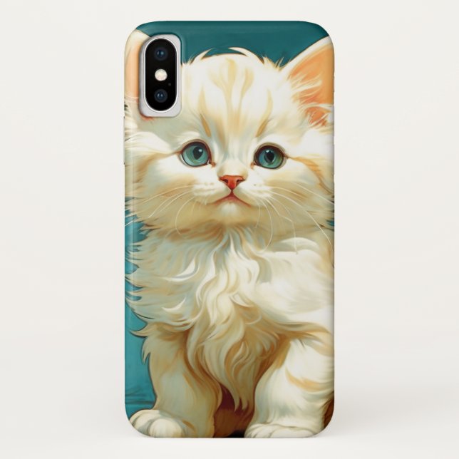 Capa Para iPhone, Case-Mate Alphonse Mucha Art Nouveau White Cat (Verso)