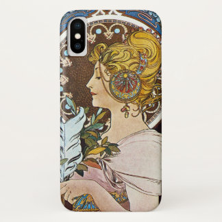 Capa Para iPhone X Alphonse Mucha La Plume Quill Caneta Art Nouveau